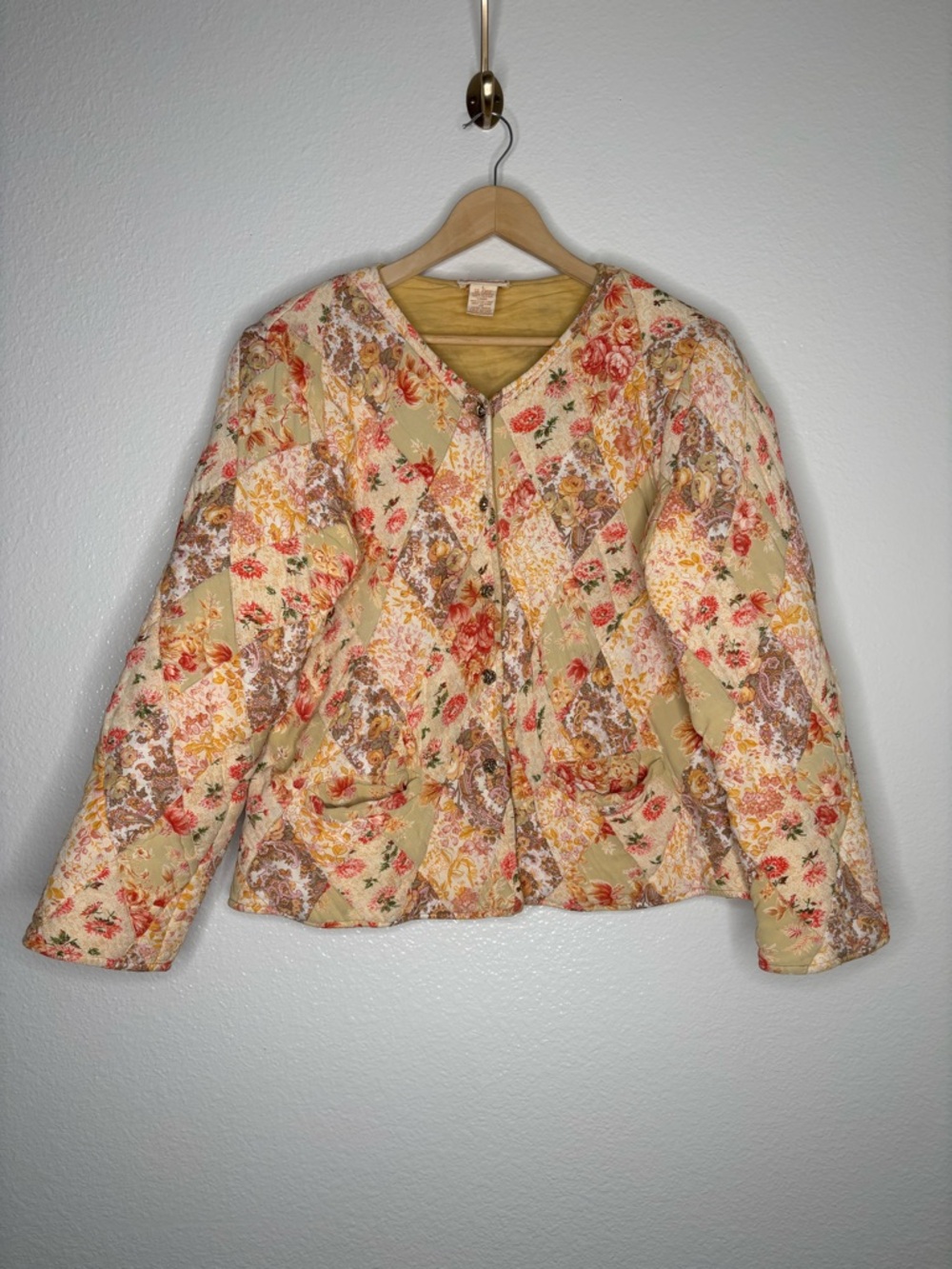 April Cornell Vintage Patchwork Sweater Jacket size Large